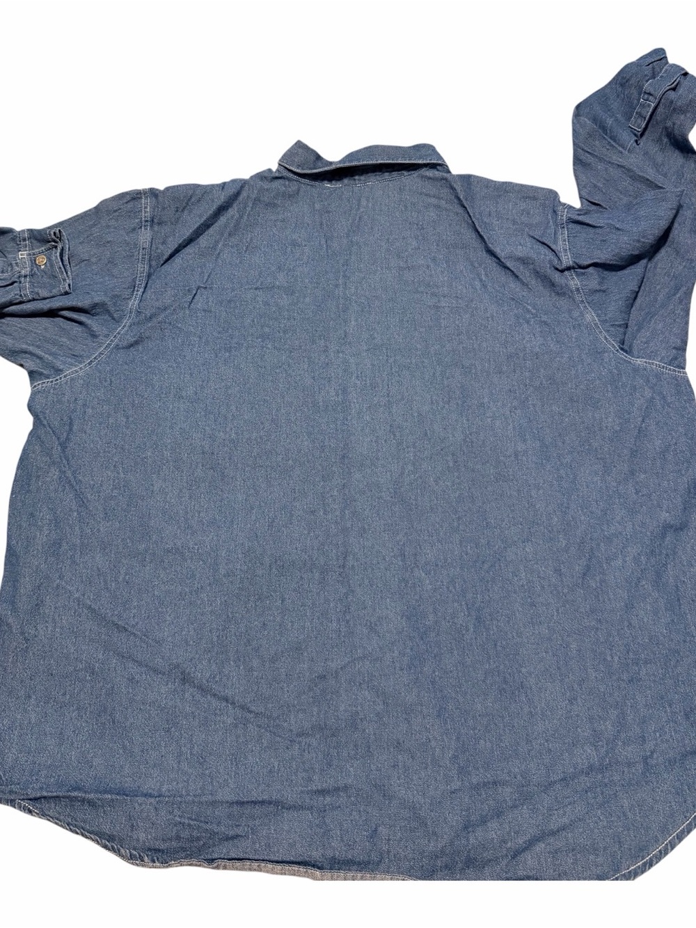 Women’s plus size Denim Button-Up Shirt in Blue - Picture 3 of 5